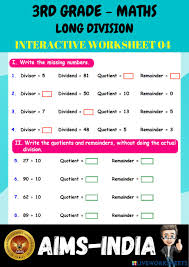 Introduction to long division with remainders. 3rd Maths Ps04 Long Division Ch 05 Worksheet