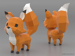 Cartoon Fox Free Paper Model For Download Paperboats Animal Templates Paper Sculpture Paper Animals