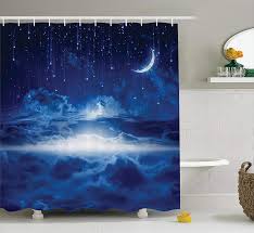 Decorative hot air balloon are great talking points; Hot Air Balloon In Space And Moon Bathroom Fabric Shower Curtain Waterproof 71