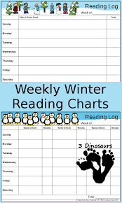 Free Weekly Winter Reading Charts 3 Dinosaurs