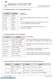 Suffixes And Prefixes Worksheet In 2020 Word Formation Prefixes English As A Second Language