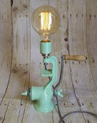 Diy Table Lamp Made From A Vintage Upcycled Meat Grinder By Gravelhilldesigns Lamplight Diy Table Lamp Diy Lamp Lamp
