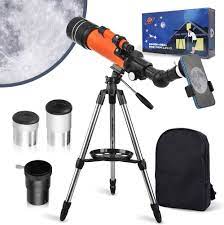 Amazon | 天体望遠鏡 子供 初心者 70mm大口径 焦点距離400mm 天体望遠鏡セット 【ステンレス製伸縮三脚 安定性】 屈折式 天体観測  スマホ撮影 スマホアダプター リュック＆日本語説明書付き | 天体望遠鏡 通販