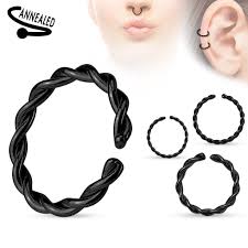 Autrefois tribal, puis punk, l'anneau porté à la narine ou au septum se démocratise. Anneau De Nez 0 8mm Ou 1mm Simple Vrille Noir