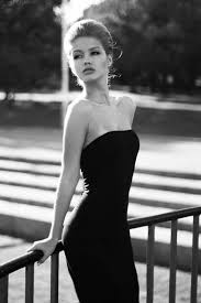 Sleek Black Dress Fashion Models Photoshoot Model