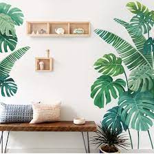 Tropical Monstera Leaf Wall Sticker Fresh Green Planting Etsy In 2021 Room Wall Decor Wall Decor Living Room Wall Murals Diy