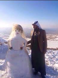 بالصور رجل الثلج يزور مناطق المملكة المكتسية بالثلوج موسوعة ورقات العربية