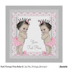 Pink Vintage Twin Baby Girl Princess Poster Zazzle Com Baby Shower Invites For Girl Twin Girls Baby Shower Invitations Twins Baby Shower Invitations