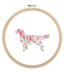 The amount of floss needed for any project can vary among stitchers. Golden Retriever Silhouette Cross Stitch Pattern Floral Water Color Effect Pet Animal Wall Art Dog Cross Stitch Modern Trendy Great Gift Zindagi Designs