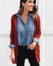 Black And Red Cardigan Long Deep Burnt Red Cardigan Black Denim Fashion Clothes Casual Cardigans