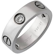 Love ring, 18k white gold. Cartier 18k White Gold 3 Diamond Love Ring Size 5 75 For Sale At 1stdibs