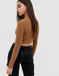 We advise satin discover the latest selection of missguided tops at lyst. Missguided Ribbed Long Sleeve Crop Top In Tan Asos