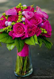 Hot pink and green flower arrangements. Flowers Pink Wedding Flowers Pretty Flowers Flower Arrangements