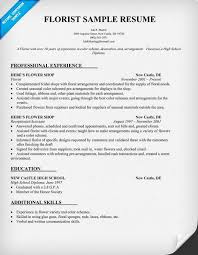Florist Resume Sample Resume Companion Resume Examples Job Resume Examples Resume