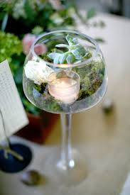 A striking decorative piece hang or display on any flat surface use as an led candle holder description this stunning glass. Unique Wedding Centerpiece Terrarium In A Wine Glass