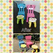 Ikea Mammut Chair And Stool Hack Given For Free Stools Were Badly Faded Repainted To Make It A Fun Way To Cover Up The Fa Kinder Zimmer Kinderzimmer Kinder