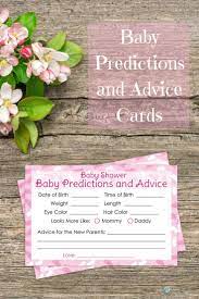 Someone guessing male, june 26, 8 lbs and 19 inches would score (400 x 0) + (2 days x 5) + (9 oz x 5) + (2 in. Cute And Pink Themed Your Guests Guess The Baby S Birth Date Weight Length Time Of Birth Eye Color Baby Shower Advice Cards Baby Shower Baby Shower Fun