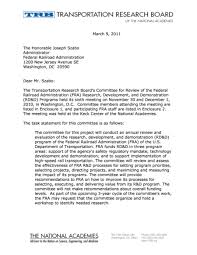 How to start a cover letter. Committee For Review Of The Federal Railroad Administration Research Development And Demonstration Programs Letter Report March 9 2011 The National Academies Press