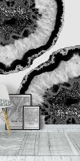 Black And White Beach Wall Mural Gray Black Agate Glitter 2 Wall Mural From Happywall Homedecor Hers Wallpaper Mineral Blackwhitegray Stone Resin Art Painting Geode Art Mural Wallpaper