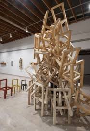 Acts Of Chairism The Chairs Are Personified Won 1st At A Chair Stacking Competition And Have One Of These Chairs In My Living Art Chair Installation Design