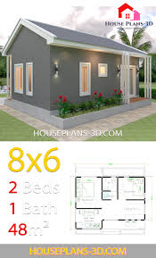 Two bedroom house plans are an affordable option for families and individuals alike. House Design Plans 8x6 With 2 Bedrooms House Plans 3d Small House Design Plans House Plans House Floor Plans