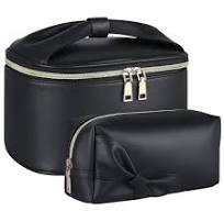 Dakuly Beauty Case Donna 2 Pezzi Beauty Case da Viaggio Impermeabile  Organizer Borsa Donna Grande PU Borsa Cosmetica Toilette Porta Trucchi Nero  : ...