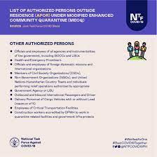 No economic activity except utility services, food, water and other essential sectors. National Task Force Against Covid19 On Twitter 2 2 List Of Authorized Persons Outside Residence Under Modified Enhanced Community Quarantine Mecq
