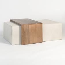 Cream Fabric Birch Wood Block Coffee Table Ottoman Large Ottoman Coffee Table Diy Ottoman Coffee Table Ottoman Coffee Table