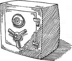 Hand Drawn Vector Drawing Of A Bank Safe Black And White Sketch On A Bank Safe Free Vector Art Vector Art Illustration
