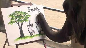 Suda Creations Genuine Elephant Painting By Elephant | Elephant painting,  Elephant drawing, Elephant