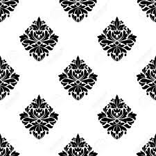 Maybe you would like to learn more about one of these? Black And White Seamless Pattern Of Diamond Shaped Floral Arabesque Motifs Arranged In A Repeat Pattern