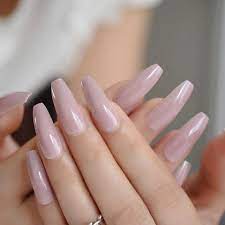 Rosybrown Long Daily False Nail Coffin Flat Soild Color Natural Full Cover Fingernails Pearlescent In 2020 Natural Looking Nails Fake Nails Nails