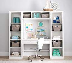 This lovely modern wall shelving unit is fantastic in any living room, bedroom, bathroom, entryway, or dining room. Preston Desk Storage Wall System Playroom Storage Pottery Barn Kids
