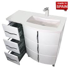 This faucet will serve as the centerpiece for your modern bathroom with its brilliant white color accentuated by its gold trim. 36 Modern Bathroom Vanity Kron Metallic Glossy White Socimobel New Bathroom Style