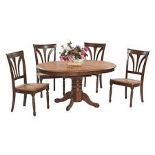 Farmhouse 57 Pedestal Table With 4 Fan Back Chair In Fruitwood Mocha Nebraska Furniture Ma Pedestal Dining Table Farmhouse Dining Room Set Oval Table Dining