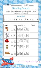 Short vowels only (apple not ape, egg not eat, uncle not unicorn). Blending Sounds Worksheet