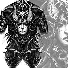 trong hinh ảnh co thể co 3 người horror tattoo dark tattoo black tattoos