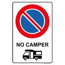 Cartelli per segnaletica cantiere in polionda (materiale riciclabile). Divieto Di Sosta No Camper Stampa Discount