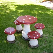 Fairy Toadstool Table And Chair Set Forest Decor Toadstool Backyard Fun