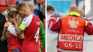 Denmark midfielder christian eriksen is awake in hospital after collapsing in the euro 2020 match against finland, said the danish football association. 7i9de T T2 Urm