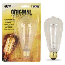 Low prices and fast shipping on antique lighting at 1000bulbs.com! Feit Electric 40w Equivalent St19 Dimmable Incandescent Amber Glass Vintage Edison Light Bulb With Cage Filament Soft White Bp40st19 Rp The Home Depot