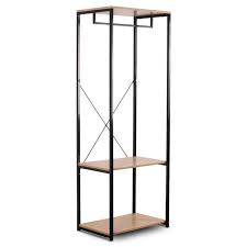 Cette étagère à fixation murale munie d'une barre portant vous permettra de présenter des vêtements pliés et sur cintres. Woltu Armoire De Rangement Metal Et Bois Noir Et Chene Clair 60 X 40 X 167 Cm Cdiscount Auto