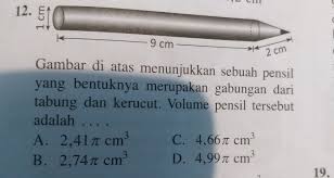 Gambar Di Atas Menunjukan Sebuah Pensil Yang Bentuknya Merupakan Gabungan Dari Tabung Dan Kerucut Brainly Co Id