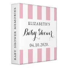 Baby Shower Stripes Parallel Lines Pink White 3 Ring Binder Zazzle Com Striped Wedding Pink White Wedding Shop