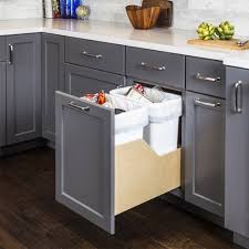 Hardware Resources 35 Quart Double Pullout Waste Container With Door Mounting Brackets White Cdm Wbmd35wh In 2020 Cabinets Organization Hardware Resources Waste Container