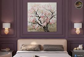 تابلوه مودرن شجره زهور ورديه سفير ارت للديكور Tree Wall Art Tree Wall Home Decor