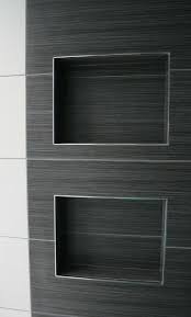 Three ways to tie in the sides the field tile Metal Pencil Trim For Niches These Shower Niches Top And Bottom Off Center To The Left I Like Shower Niche Shower Niches Bathroom Niche