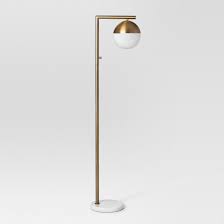 Modern Style And Versatility Make The Geneva Glass Single Globe Floor Lamp From Project 62 153 The Globe Floor Lamp Brass Floor Lamp Floor Lamp With Shelves