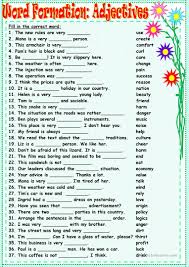 Conversion, also called zero derivation, is a kind of word formation; Word Formation Adjectives English Esl Worksheets For Distance Learning And Physical Classrooms