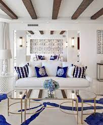 Maybe you would like to learn more about one of these? Stunning White And Royal Blue Living Room Decor With Skirted Sofas Blue And Gold Living Room Gold Living Room Fresh Living Room